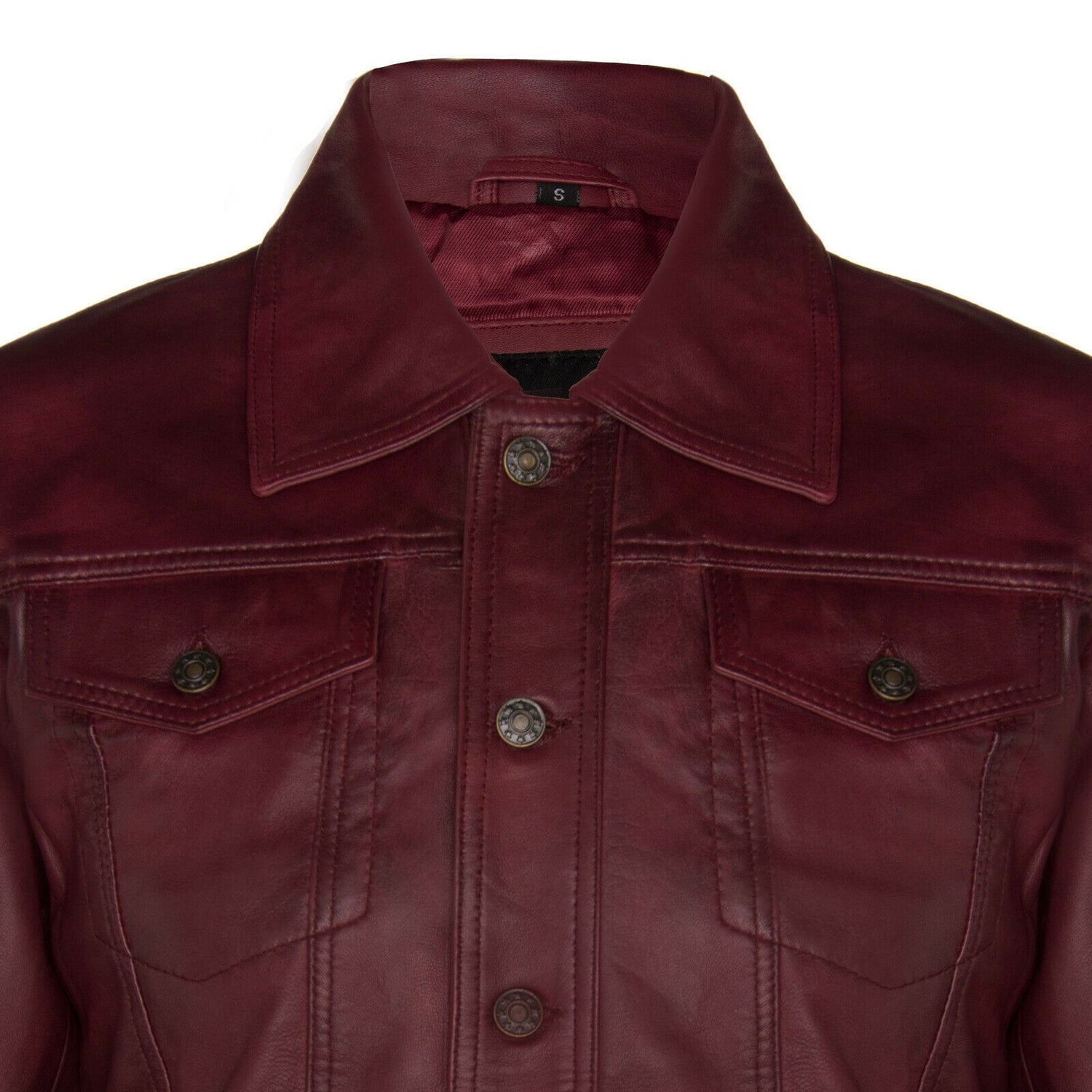 Mens Leather Trucker Jacket-Dartford