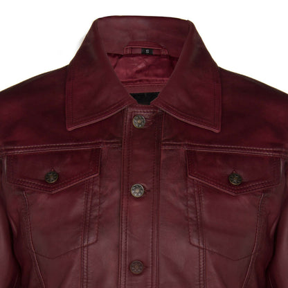 Mens Leather Trucker Jacket-Dartford