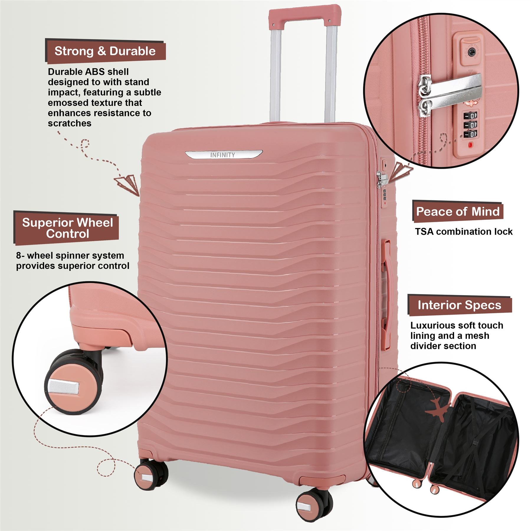 Burnaby Large Hard Shell Suitcase in Pink