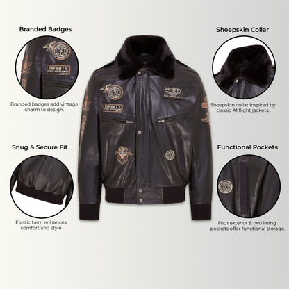 Mens Leather US Air Force Bomber Jacket- Lieksa