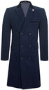 Mens 3/4 Long Double Breasted Navy Crombie Overcoat Wool Coat Peaky Blinders - Upperclass Fashions 