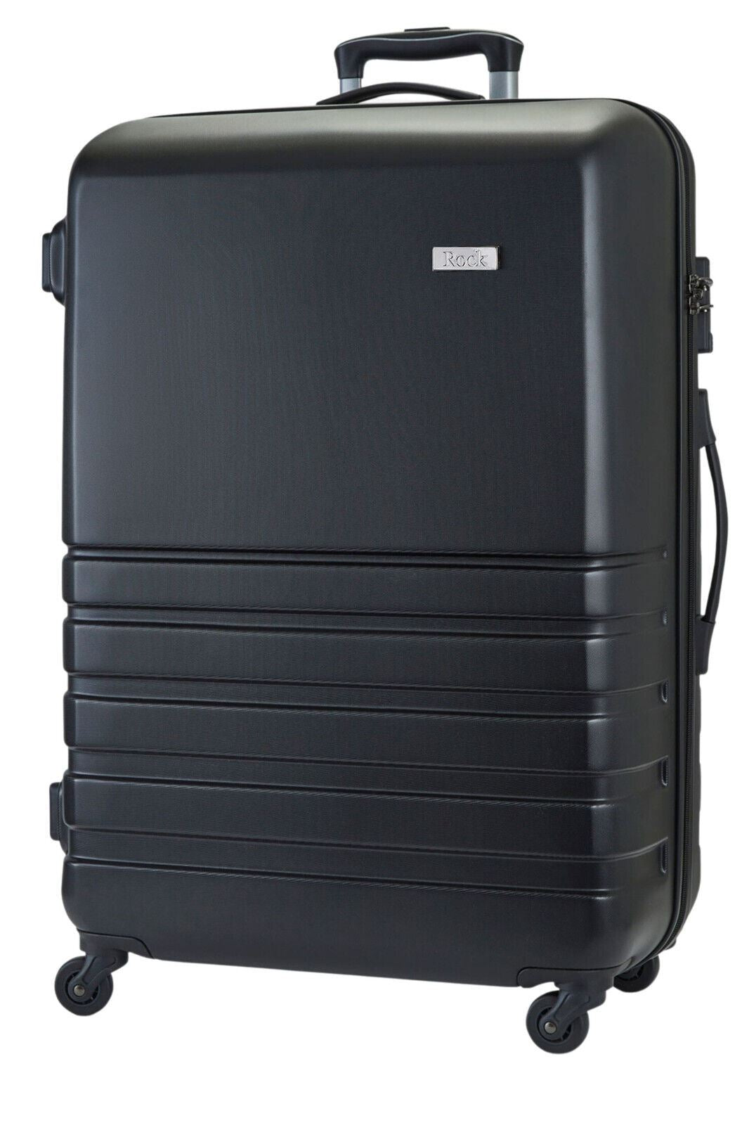 Hard Shell Black Suitcase Set 4 Wheel Cabin Luggage Trolley Travel Bag - Upperclass Fashions 
