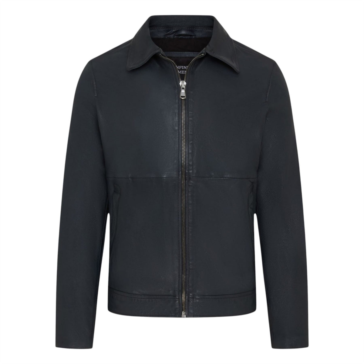 Mens Leather Harrington Collar Biker Jacket - Alpha