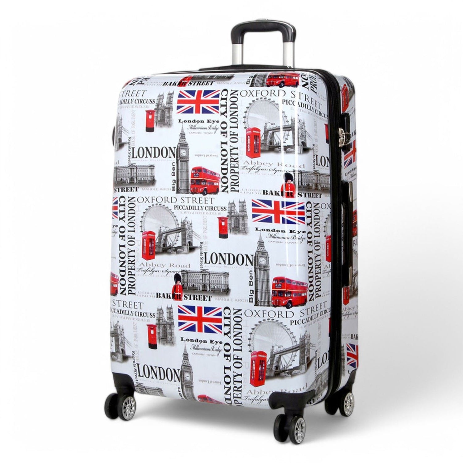 Cooma Large Hard Shell Suitcase London in Black Flower