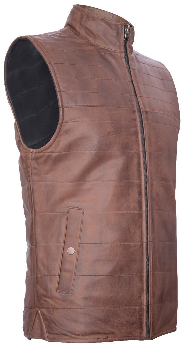 Mens Dual-sided Black and Brown Leather Gilet-Grassington
