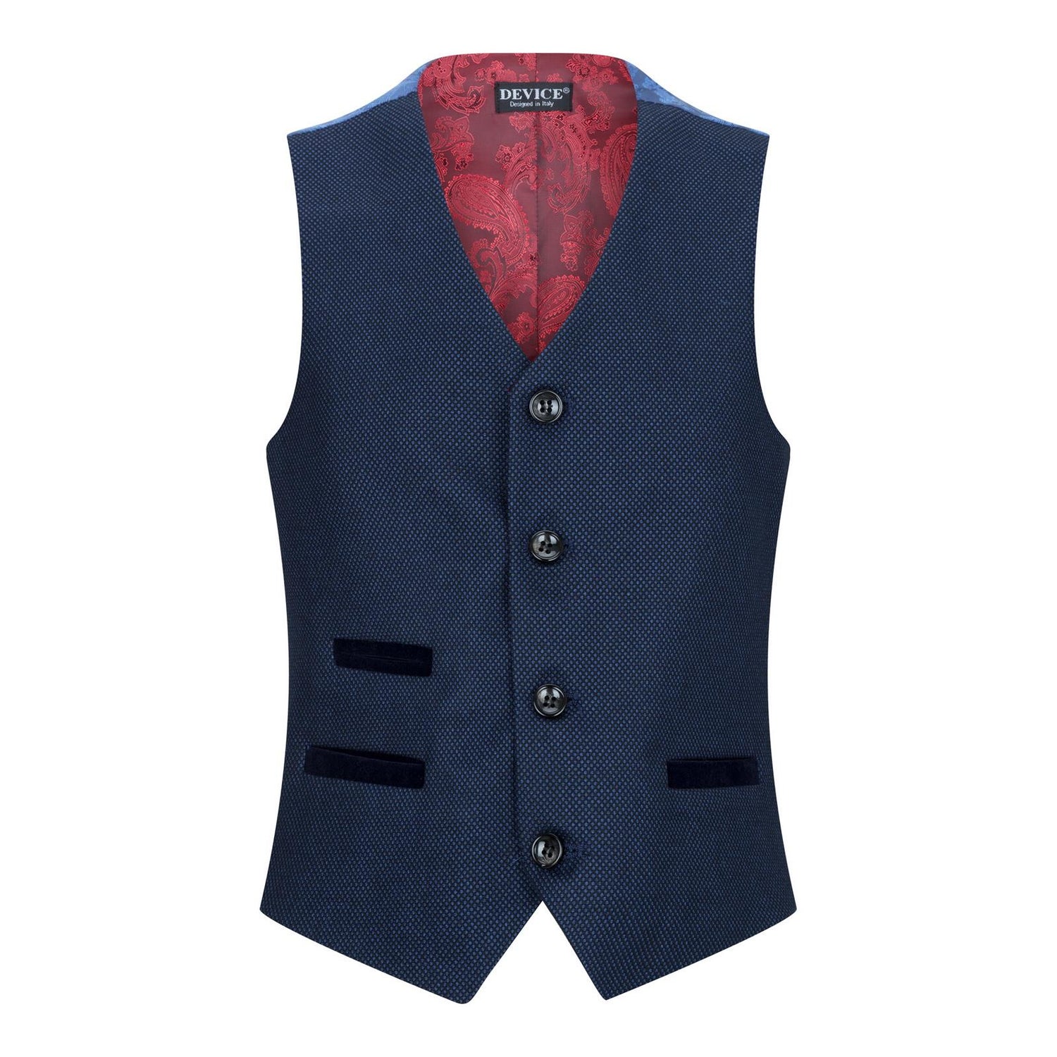 Boys 3 Piece Navy Blue Birdseye Tweed Suit - Upperclass Fashions 