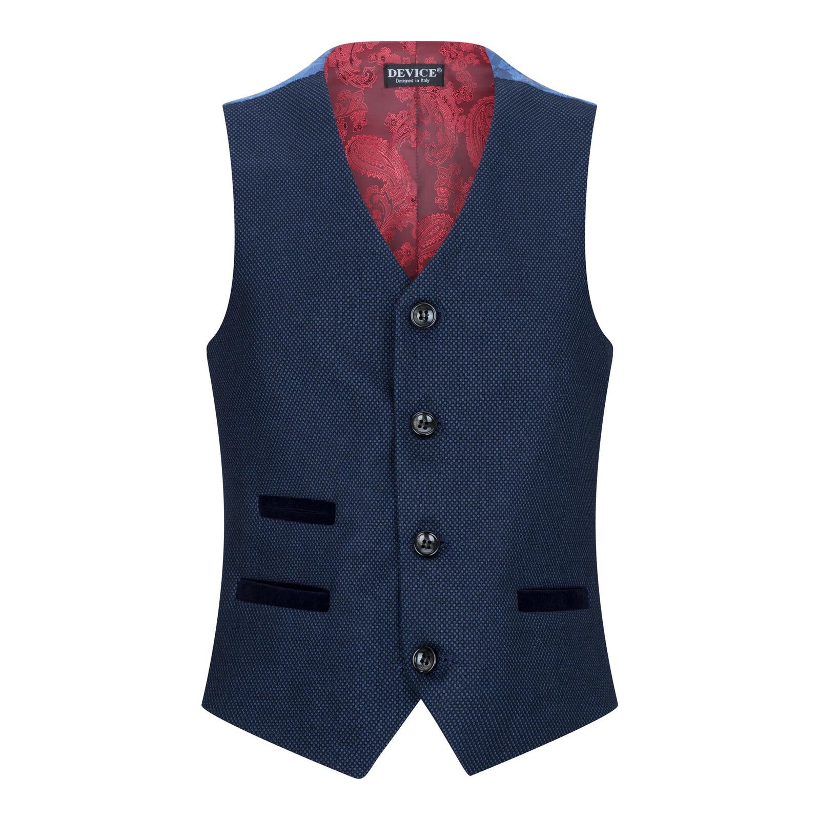 Boys 3 Piece Navy Blue Birdseye Tweed Suit - Upperclass Fashions 