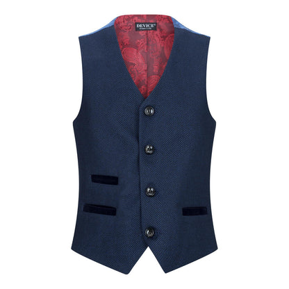 Boys 3 Piece Navy Blue Birdseye Tweed Suit