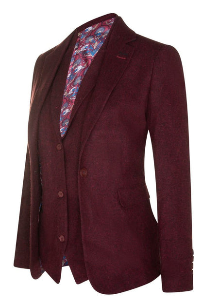 Womens 1920s  Wine Wool Classic Vintage Retro Blazer