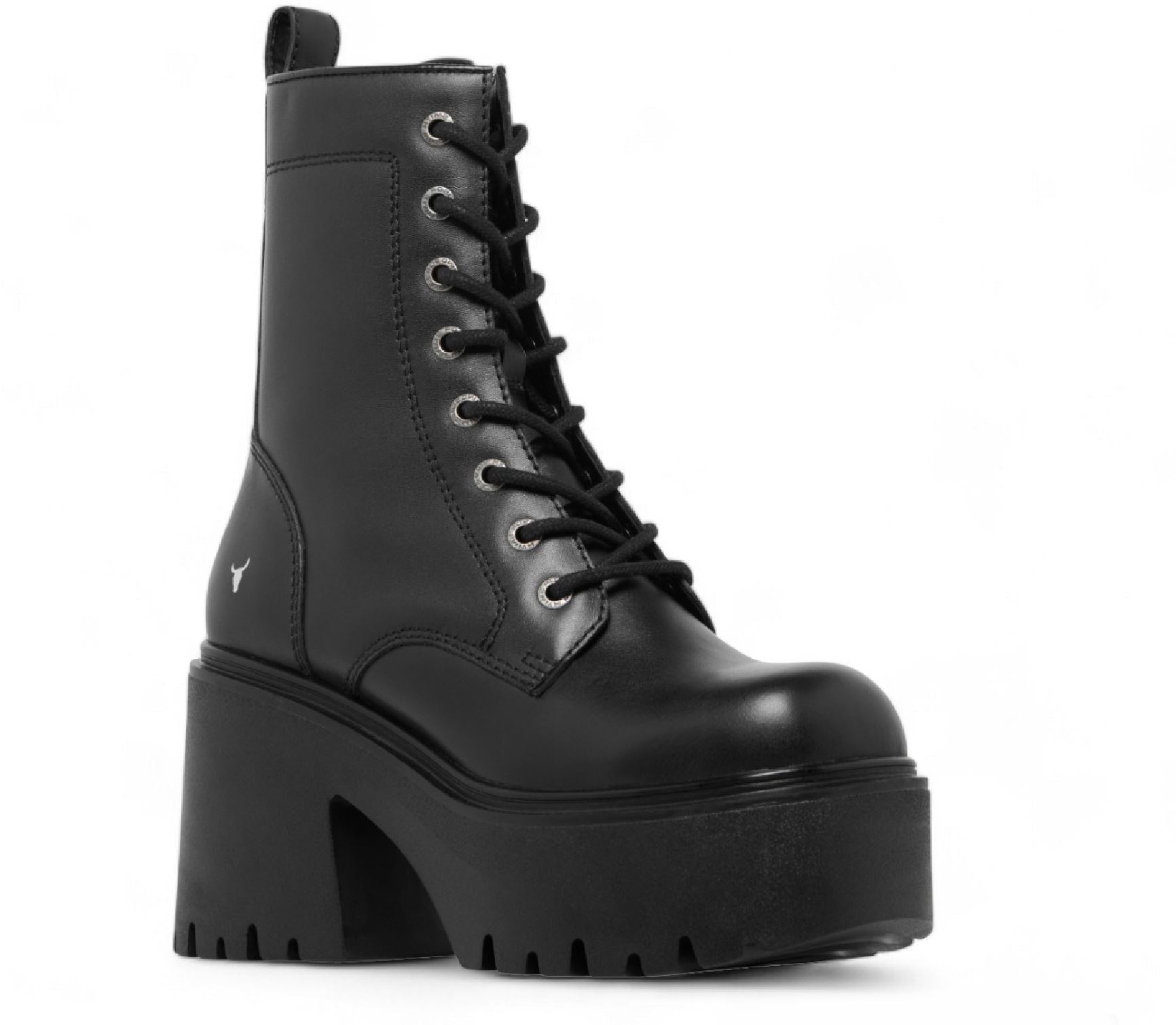 Windsorsmith Black Leather Platform Ankle Boots - Totally