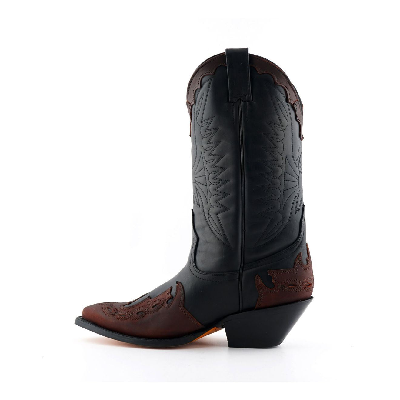 Grinders Unisex Black/Burgundy Leather Cowboy Boots-Arizona