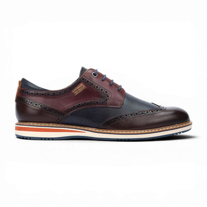 Pikolinos Men’s Brown Burgundy Leather Brogue Lace-Up Oxford Shoes - Avila