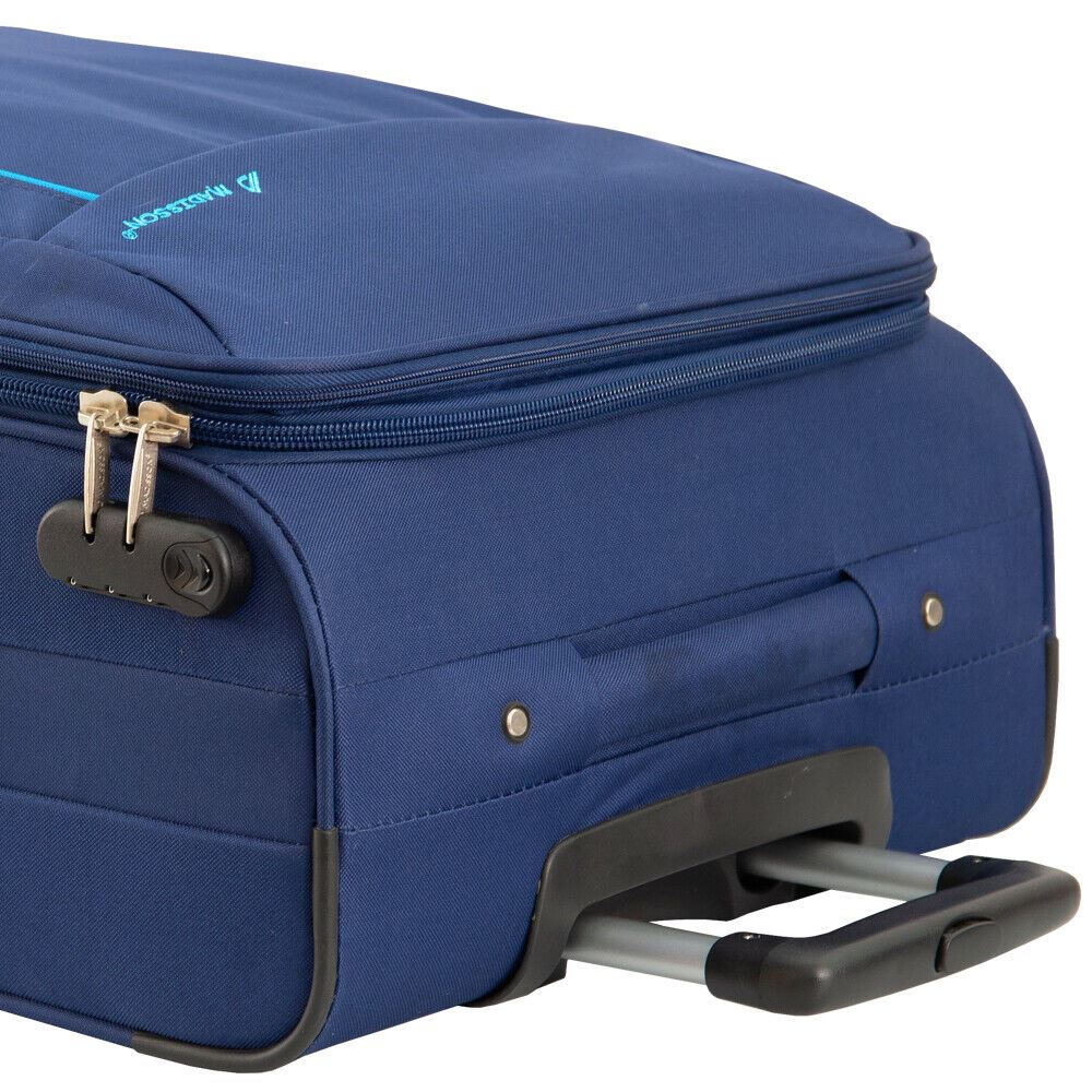 Lightweight Blue Soft Casing Suitcases 8 Wheel Luggage Travel - Upperclass Fashions 