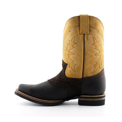 Grinders Tan Leather Cowboy Chelsea Boots- Frontier