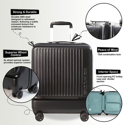 Durable EasyJet Ryanair 39 x 26 x 51.5 cm Black Front Open Cabin Luggage Travel Suitcase
