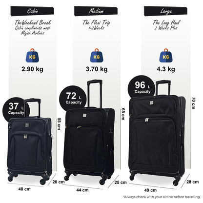 Lightweight Soft Shell Luggage Suitcase Travel Set