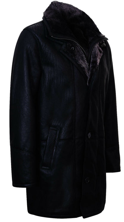 Mens Warm Sheepskin Leather Overcoat-Ilford