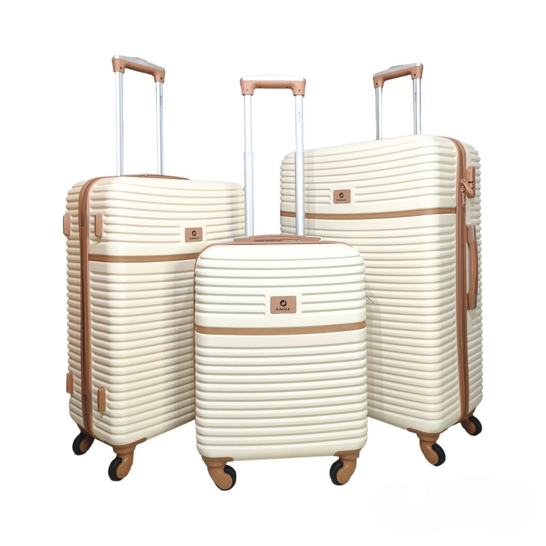 Hardshell Cabin Beige Suitcase Set Robust 4 Wheel ABS Luggage Travel Bag - Upperclass Fashions 