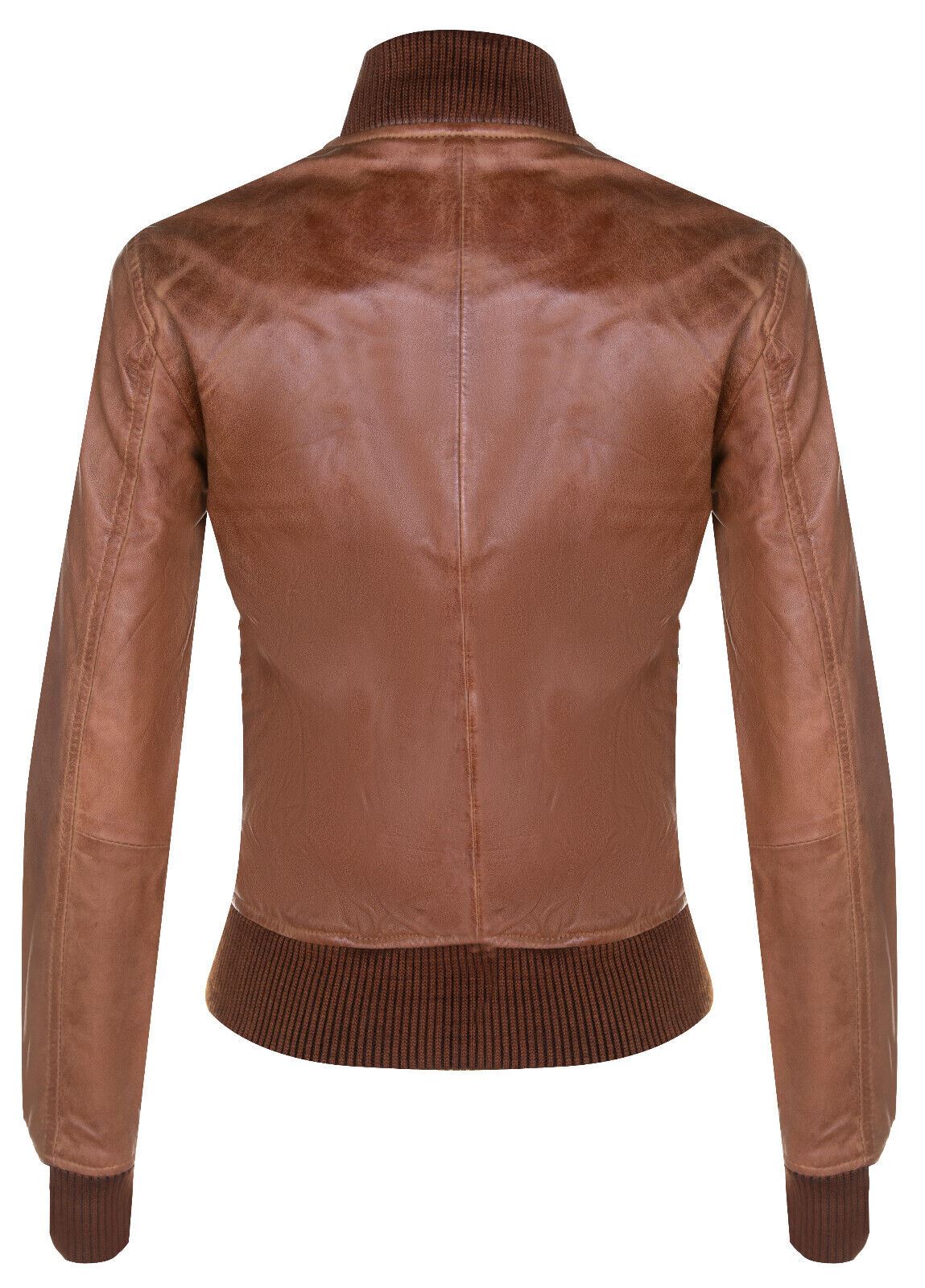 Womens Classic MA-1 Leather Bomber Jacket-Newcastle