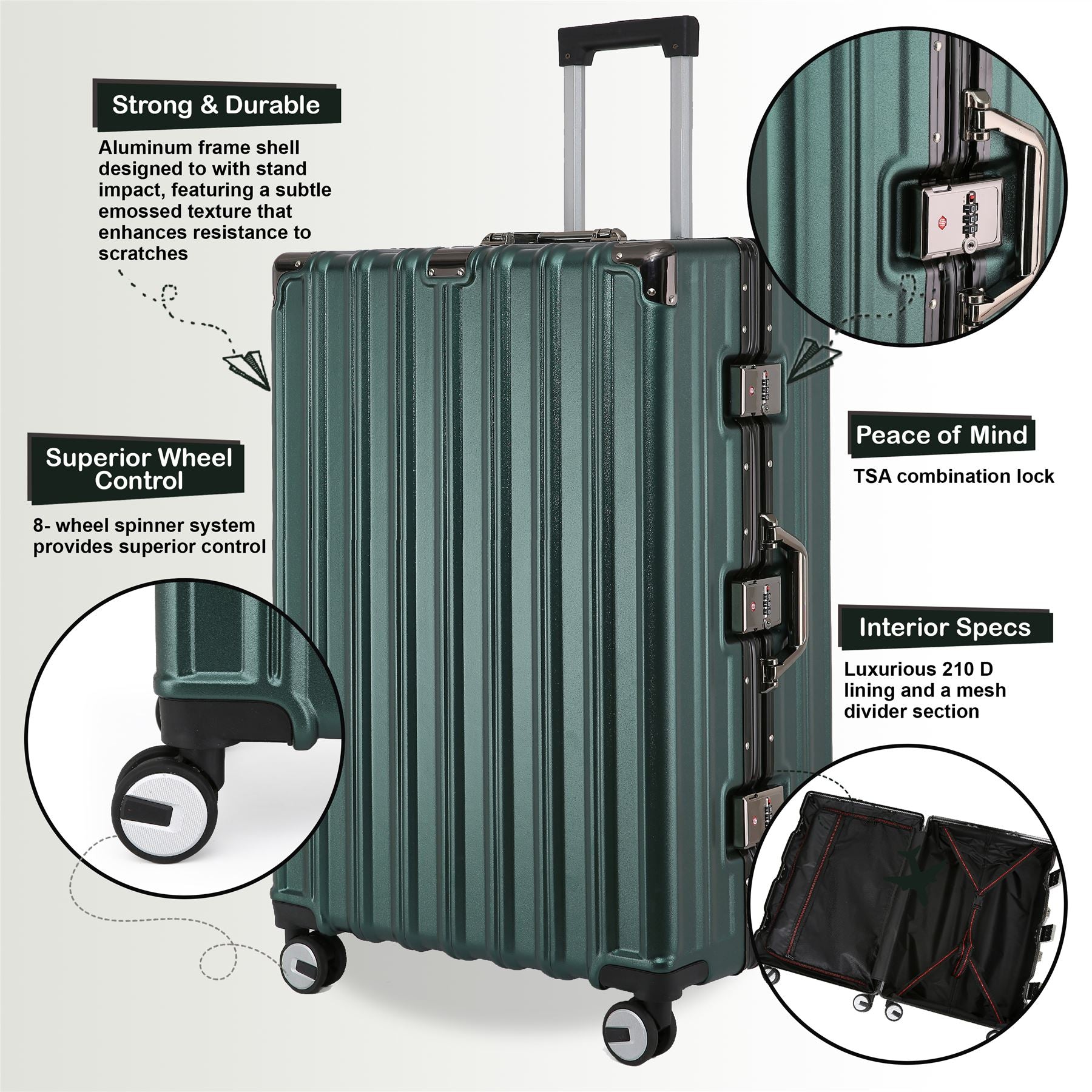 Airdrie Cabin Hard Shell Suitcase in Green