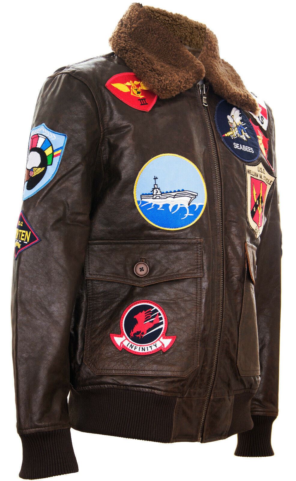 Mens A2 Top Gun  Leather Bomber Jacket-Camborne