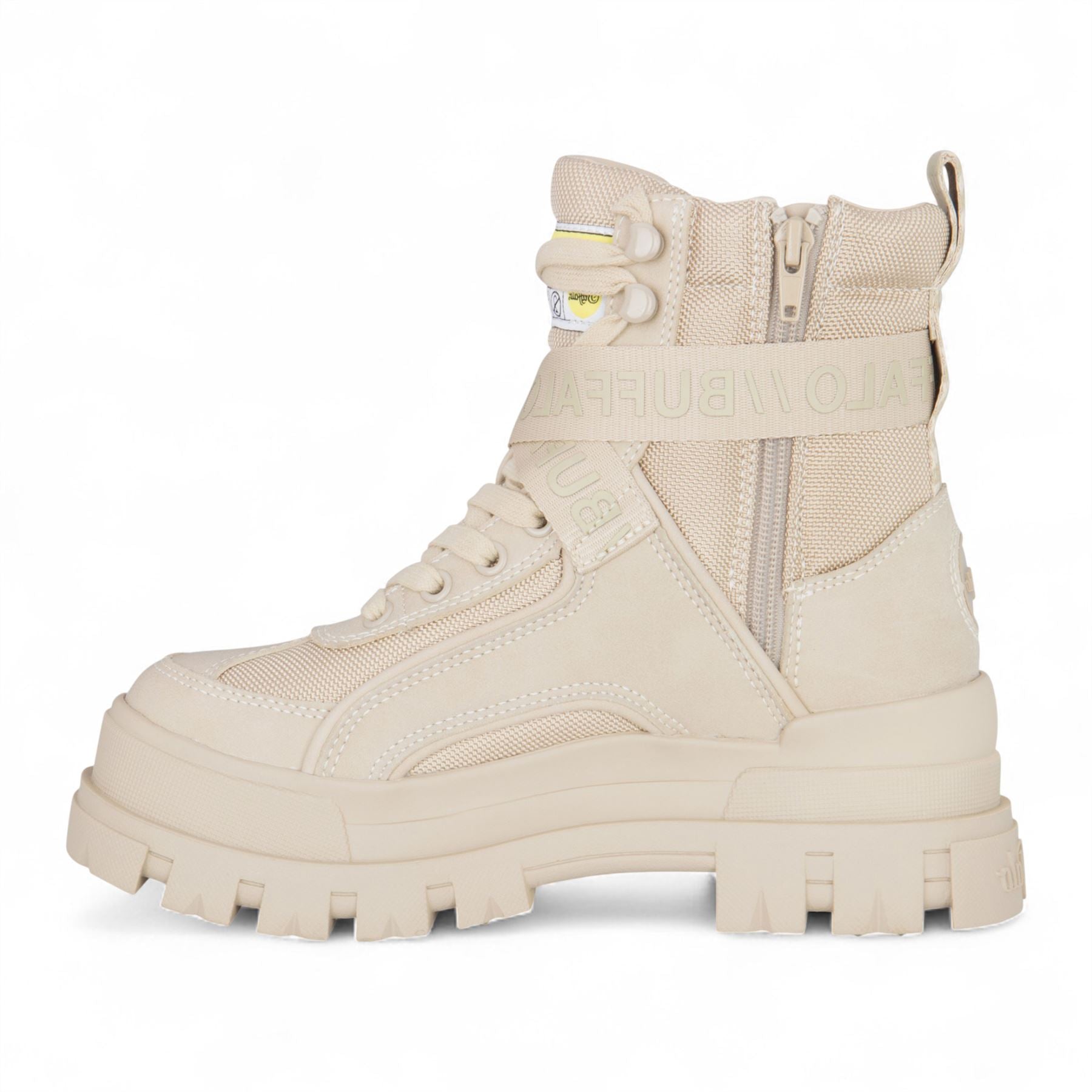 Buffalo Womens Beige Chunky Platform High Ankle Combat Boots - ASPHA-COM1