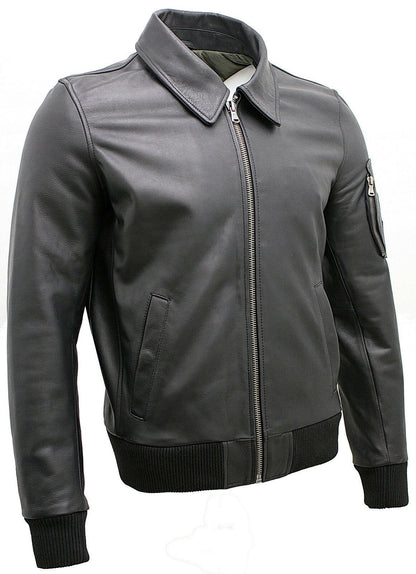 Mens Cowhide A2 Leather Bomber Jacket-Chingford