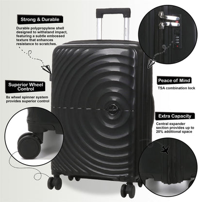 Balranald Set of 3 Hard Shell Suitcase in Black