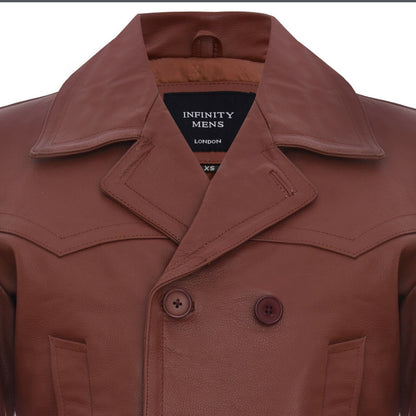 Mens Leather CowHide German Peacoat-Epping