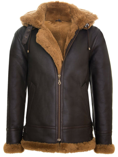Mens B3 Hooded Sheepskin Flying Jacket-Harwich