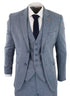 Mens 3 Piece Light Blue Tweed Tailored Fit Retro Classic Suit - Upperclass Fashions 