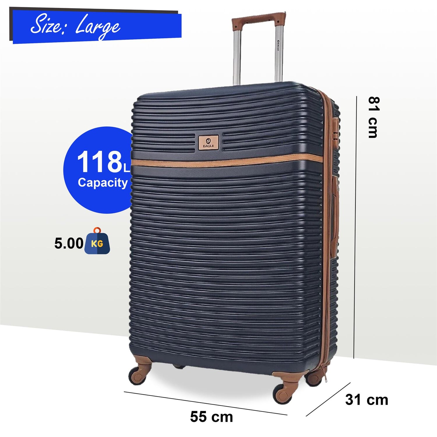 Bridgeport Large Hard Shell Suitcase in Navy