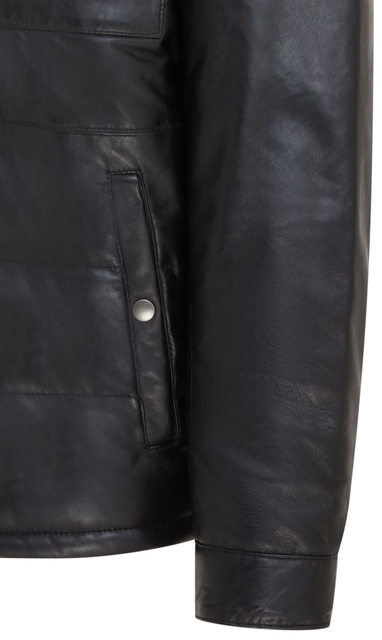 Mens Leather Puffer Quilted Jacket - Farsund