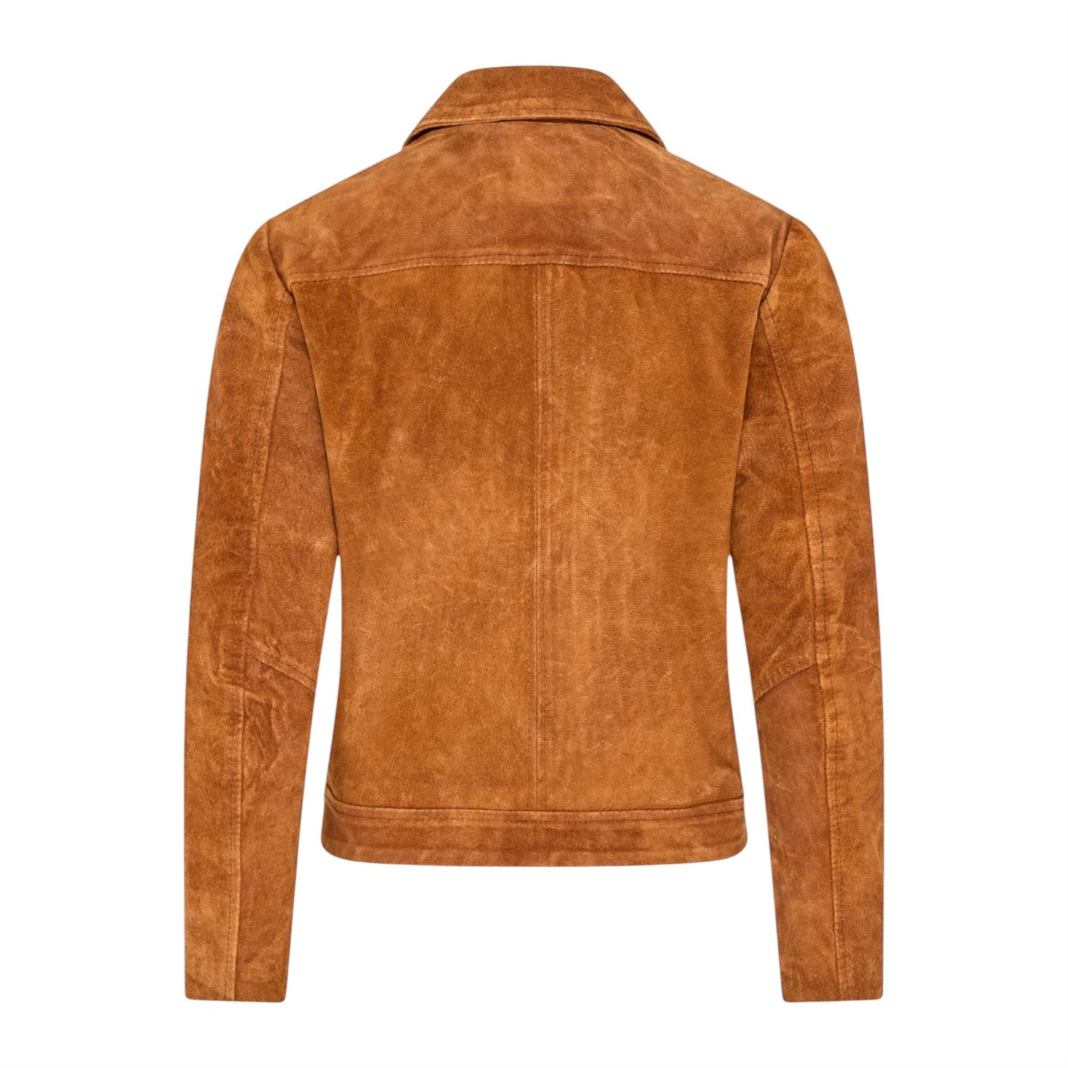 Women’s Tan Suede Leather Bomber Blouson Jacket - Varsity