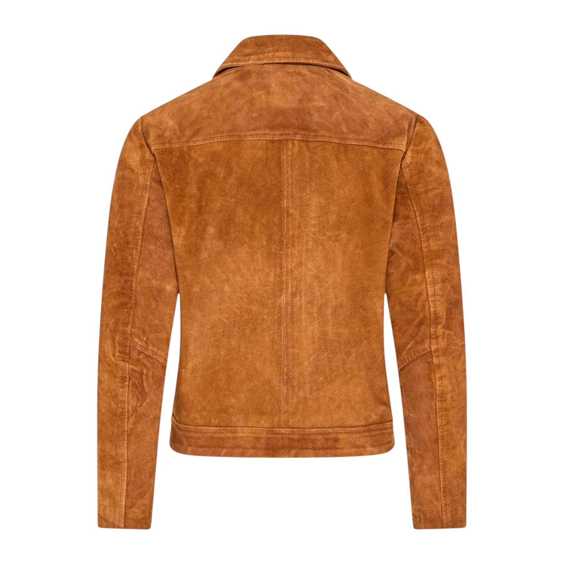 Women’s Tan Suede Leather Bomber Blouson Jacket - Varsity