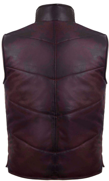 Mens Classic Leather Puffer Waistcoat-Gateshead