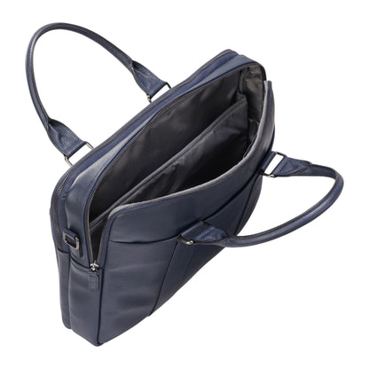 Genuine Leather Navy Laptop Business Briefcase Office Work Travel Bag - Sutton