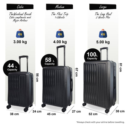 Cullman Set of 3 Hard Shell Suitcase in Black