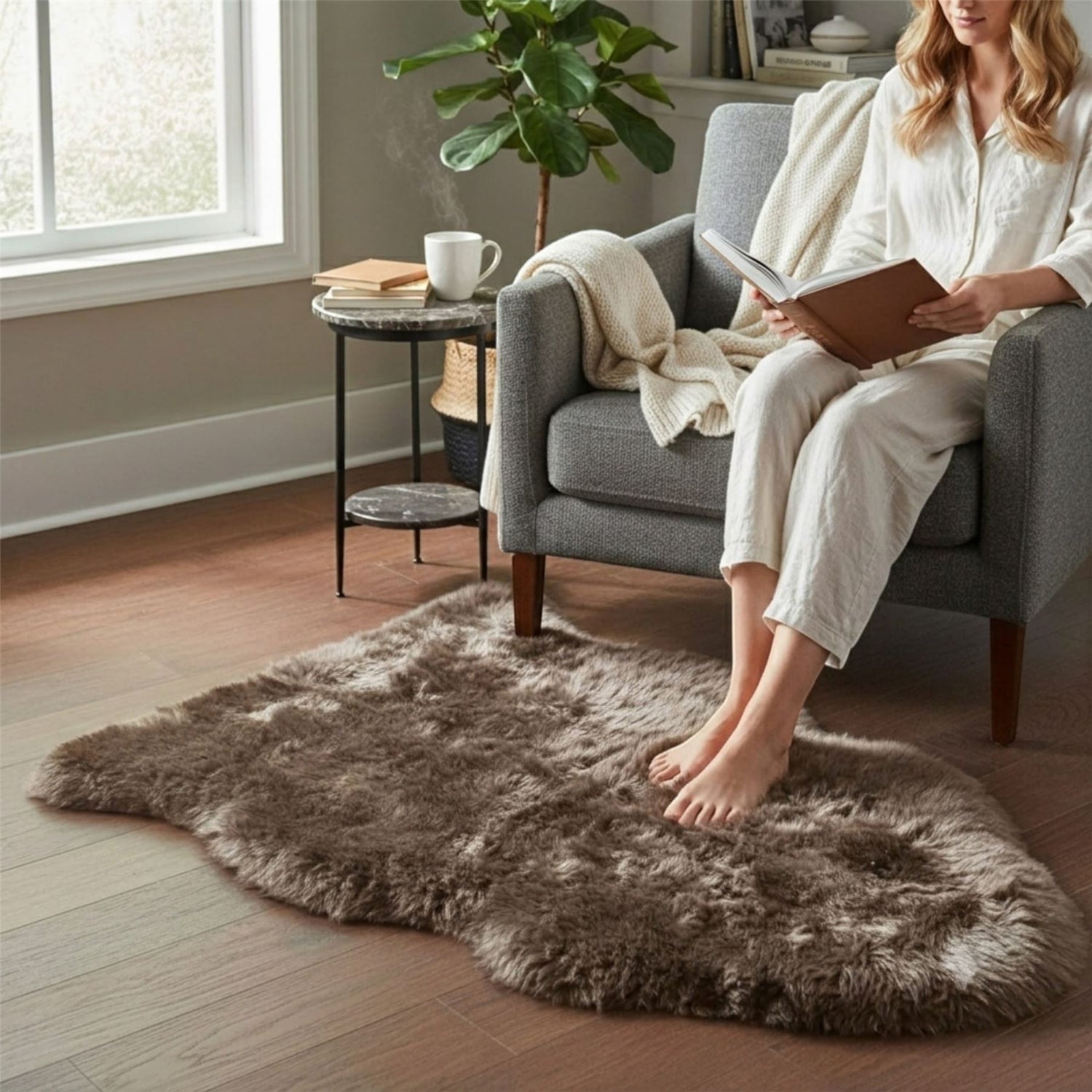 Genuine Sheepskin Natural Silky Soft Fluffy Real Wool Rug