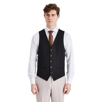 Mens Cream Suit with Black Waistcoat 3 Piece Wedding Suit - Mayfair