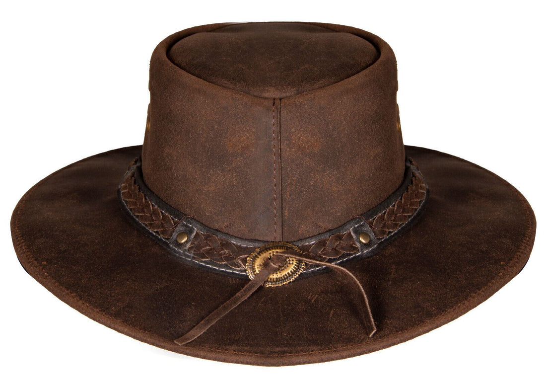 Cowboy Aussie Real Leather Hat Australian Brown Western Outback Bush Hat