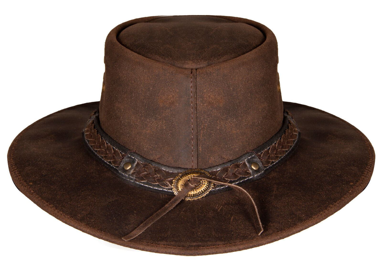 Cowboy Aussie Real Leather Hat Australian Brown Western Outback Bush Hat