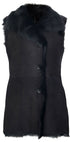 Womens Toscana Black Sheepskin Buttoned Gilet-Seaton - Upperclass Fashions 