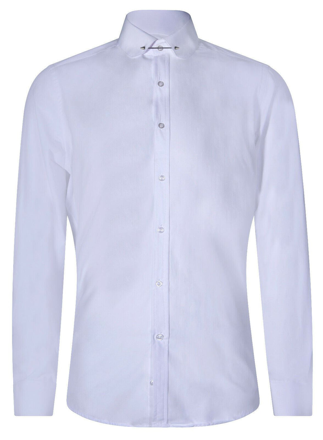 Mens Club Collar White Shirt 1920s Peaky Blinders With Bar Poplin Pin Smart
