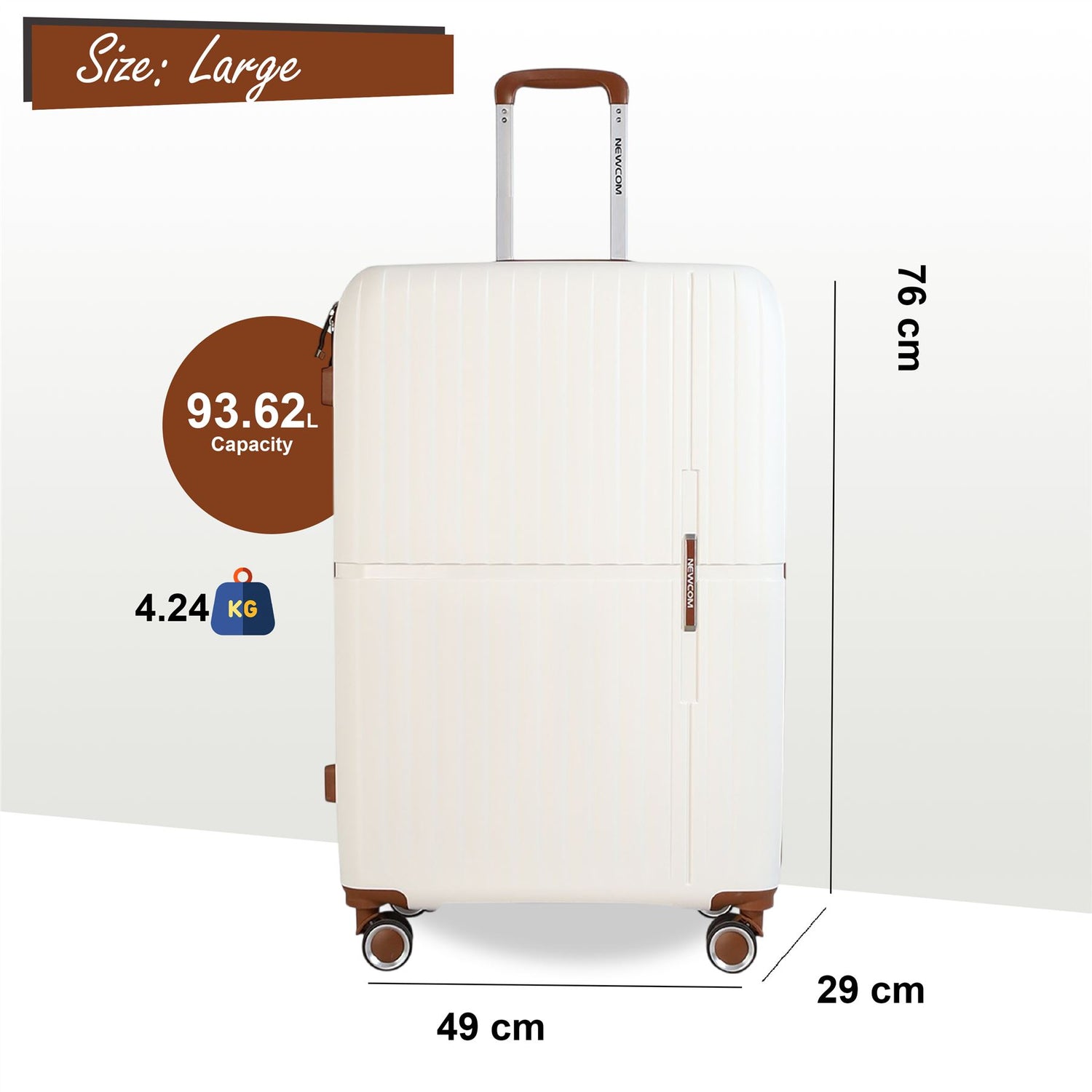 Corowa Large Hard Shell Suitcase in White