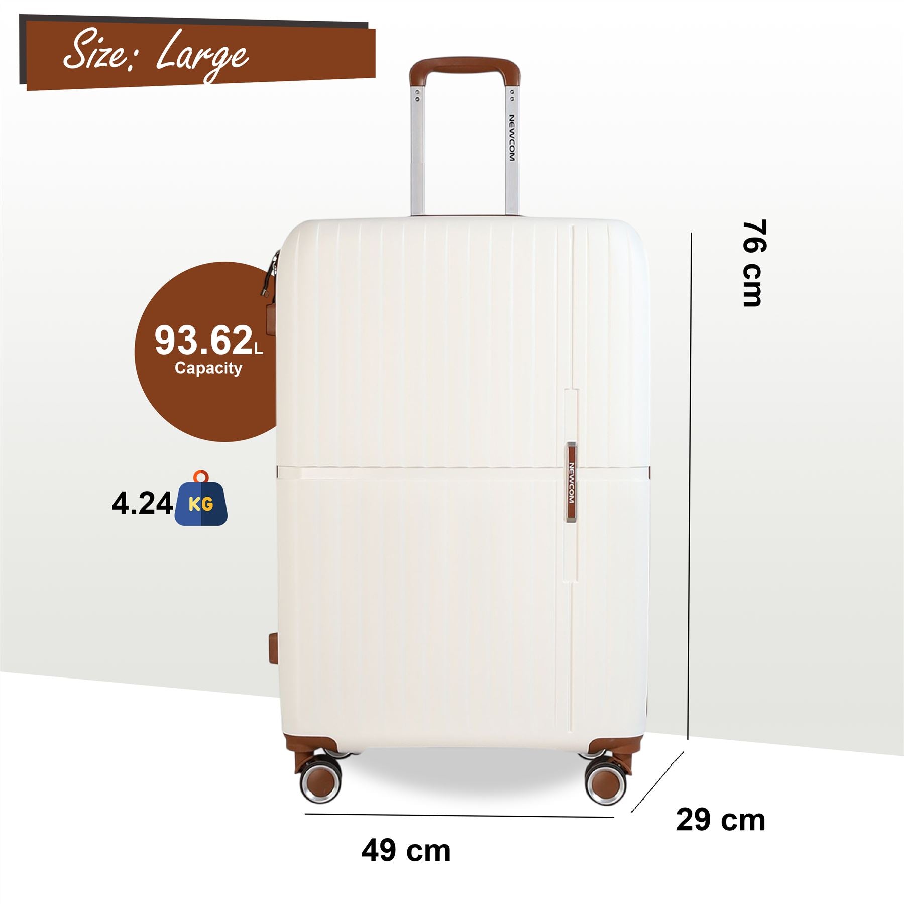 Corowa Large Hard Shell Suitcase in White