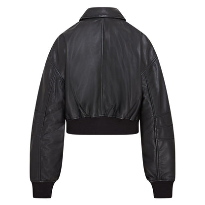 Womens Oversized Leather MA-1 Bomber Jacket - Warrington