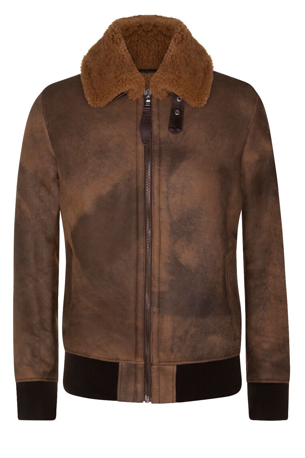Mens Antique Brown Sheepskin Bomber Jacket-Hounslow