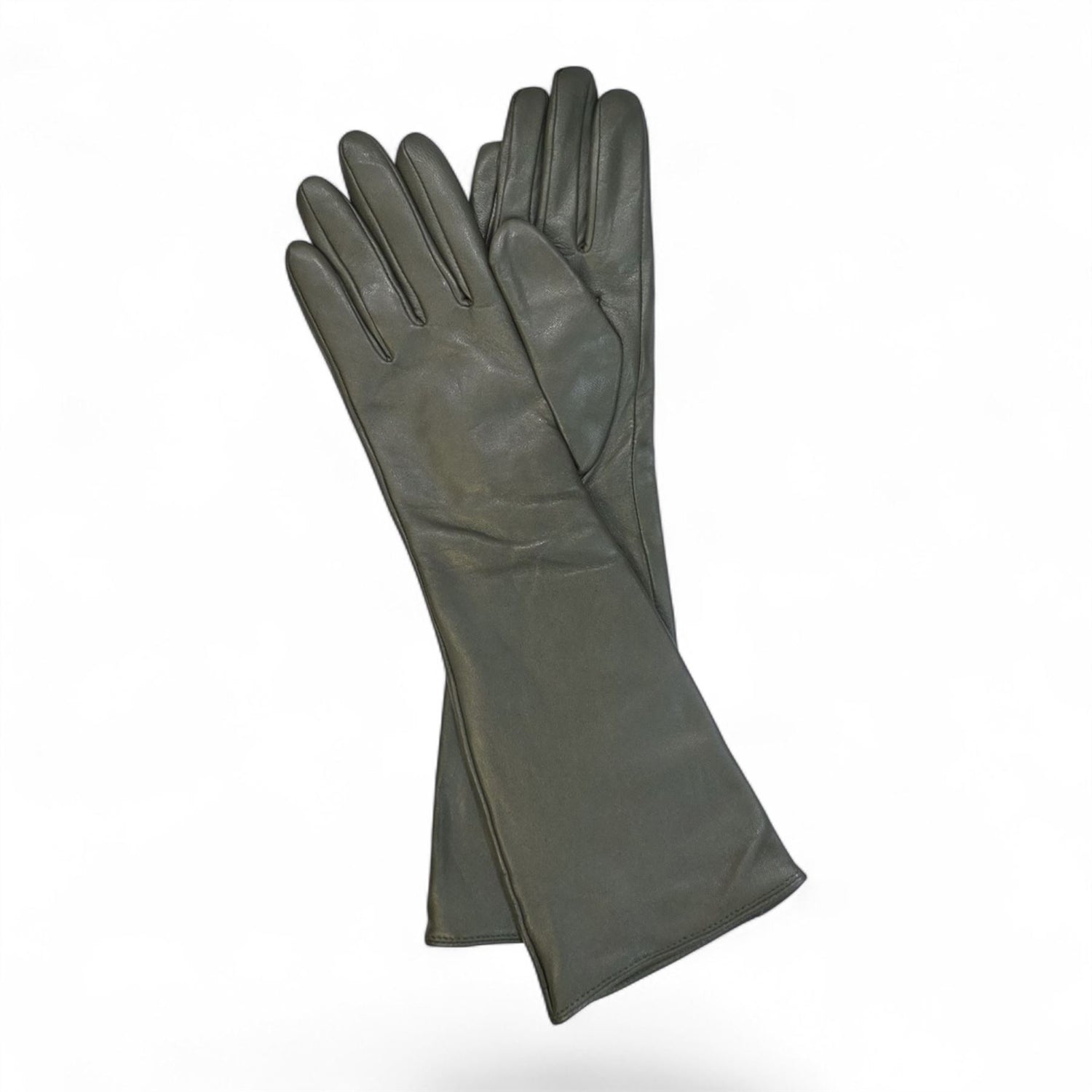 Womens Long Italian Leather Winter Soft Wool Lining Gloves
