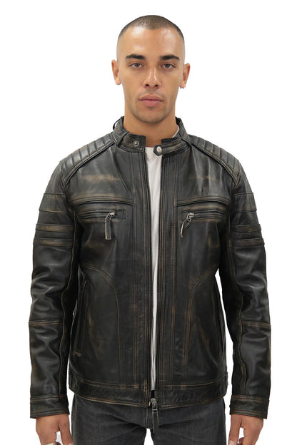 Mens Sohisticated Leather Biker Jacket-Southwold
